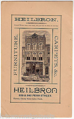 Louis Heilbron Furniture Store Reading PA Antique Graphic Advertising Print - K-townConsignments