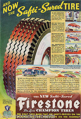 FIRESTONE DELUXE CHAMPION TIRES VINTAGE GRAPHIC MAGAZINE ADVERTISING PRINT 1941 - K-townConsignments