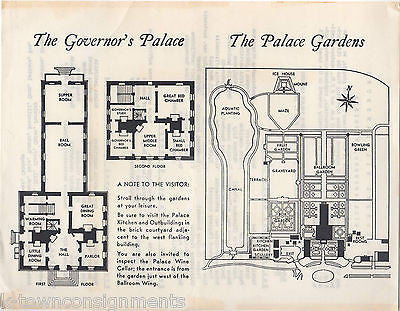 COLONIAL WILLIAMSBURG VIRGINIA GOVERNOR'S PALACE GARDENS VINTAGE SOUVENIR MAP - K-townConsignments