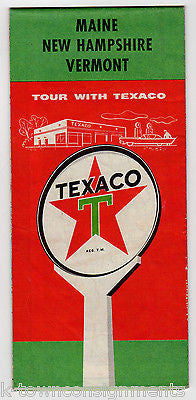 VERMONT NEW HAPSHIRE VINTAGE TEXACO OIL ADVERTISNG TRAVEL BROCHURE FOLD-OUT MAP - K-townConsignments