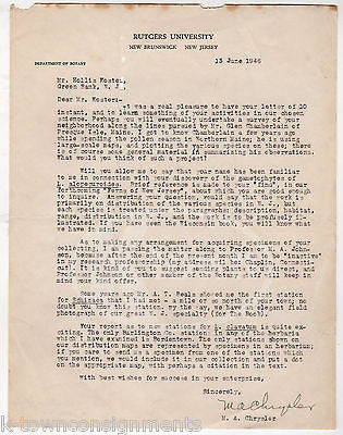 M.A. CHRYSLER HERBARIUM RUTGERS UNIVERSITY PROF VINTAGE AUTOGRAPH SIGNED LETTER - K-townConsignments
