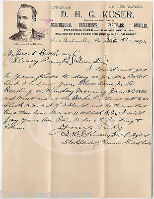 KUSER AGRICULTURAL EQUIPMENT FARMING NEW BERNVILLE PA ANTIQUE ADVERTISING LETTER - K-townConsignments