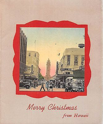 MERRY CHRISTMAS FROM HAWAII ALOHA VINTAGE WWII HAND COLORED PHOTO GREETINGS CARD - K-townConsignments