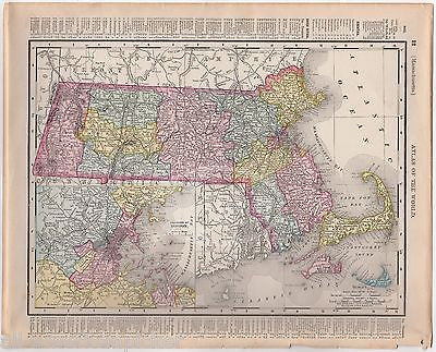 Massachusetts State Boston Cape Cod Antique Graphic Illustrated Map 1898 - K-townConsignments