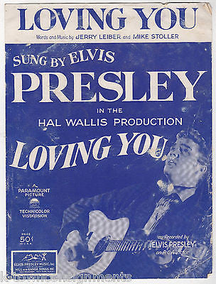 ELVIS PRESLEY LOVING YOU SONG & LYRICS VINTAGE RCA VICTOR SHEET MUSIC 1957 - K-townConsignments