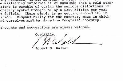 BOB WALKER PENNSYLVANIA CONGRESS ORIGINAL AUTOGRAPH SIGNED GOLD STANDARD LETTER - K-townConsignments