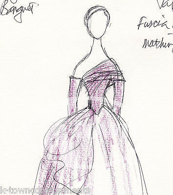 LADY MAE SILK BANQUET DRESS ORIGINAL BROADWAY THEATRE PLAY COSTUME DESIGN SKETCH - K-townConsignments