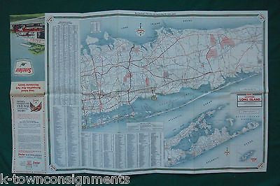 LONG ISLAND & MANHATTAN NEW YORK VINTAGE DINO SINCLAIR GRAPHIC ADVERTISING MAP - K-townConsignments