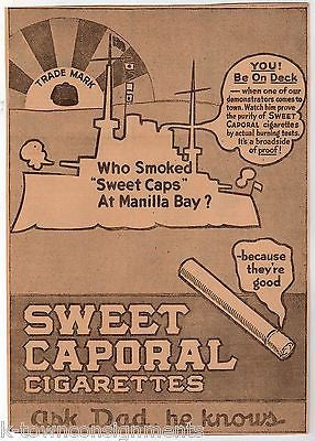 GEORGE DEWEY BATTLE AT MANILA BAY ANTIQUE SWEET CAP CIGARETTES AD POSTER PRINT - K-townConsignments