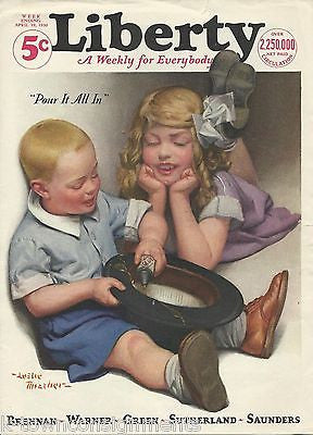 MISCHIEVOUS LITTLE BOY & GIRL VINTAGE LESLIE THRASHER GRAPHIC COVER PRINT - K-townConsignments