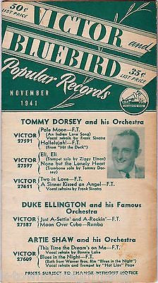 TOMMY DORSEY DUKE ELLINGTON & MORE VINTAGE VICTOR BLUEBIRD RECORDS PROMO FLYER - K-townConsignments