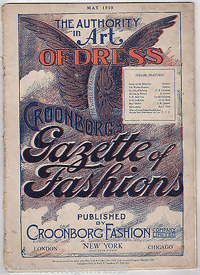 CROONBORG'S GAZETTE OF FASHIONS ANTIQUE ILLUSTRATED DRESS CLOTHING MAGAZINE 1919 - K-townConsignments