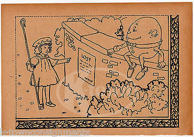 HUMPTY DUMPTY & LITTLE BO PEEP ANTIQUE NURSERY RHYME GRAPHIC ILLUSTRATION PRINT - K-townConsignments