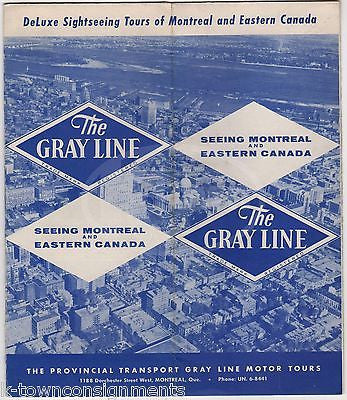 MONTREAL CANADA GRAY LINE MOTOR TOURS VINTAGE GRAPHIC ADVERTISING MAP BROCHURE - K-townConsignments