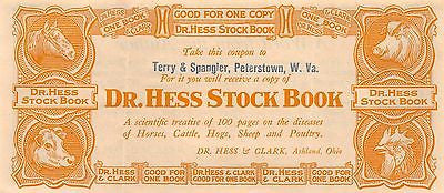 DR HESS CATTLE LIVESTOCK BOOK ANTIQUE FAKE MONEY ADVERTISING COUPON & MAILER - K-townConsignments