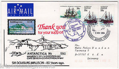 DOUGLAS MAWSON ANTARCTIC EXPEDITION 40th ANNIVERSARY STAMPED POSTAL MAIL COVER - K-townConsignments