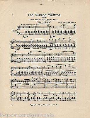 MIKADO MARCH WALTZES GILBERT & SULLIVAN ANTIQUE ASIAN GRAPHICS SHEET MUSIC 1910 - K-townConsignments