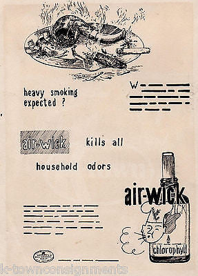 AIR WICK CHLOROPHYL COVERS HEACY SMOKING ODOR ANTIQUE VINTAGE ADVERTISING ART - K-townConsignments