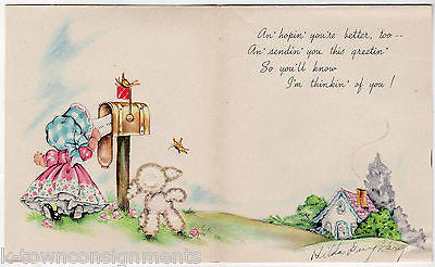 Mary Had A Little Lamb Bo-Peep Vintage Graphic Art Get Well Greetings Card - K-townConsignments