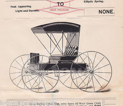 THE VICTOR HORSE CARRIAGE FLINT MICHIGAN ANTIQUE ADVERTISING BROADSIDE FLYER - K-townConsignments