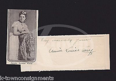 ANNIE LOUISE CARY MAINE OPERA SINGER ANTIQUE AUTOGRAPH SIGNATURE CLIPPING - K-townConsignments