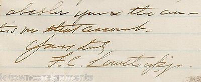 F. C. LOWTHORP TRENTON NJ LAWYER ANTIQUE AUTOGRAPH SIGNED LETTER TO POSTMASTER - K-townConsignments