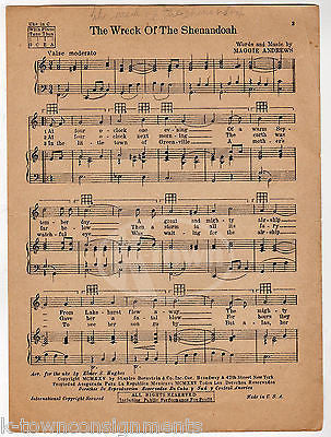 WRECK OF THE SHENANDOAH ZEPPELIN AIRSHIP ANTIQUE GRAPHIC ART SHEET MUSIC 1925 - K-townConsignments