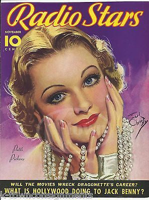 PATTI PICKENS MOVIE ACTRESS VINTAGE EARL CHRISTY GRAPHIC ART MAGAZINE COVER 1936 - K-townConsignments