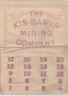 KIS-BANYA MINING COMPANY ROMANIA AUTOGRAPH SIGNED ANTIQUE STOCK CERTIFICATE - K-townConsignments