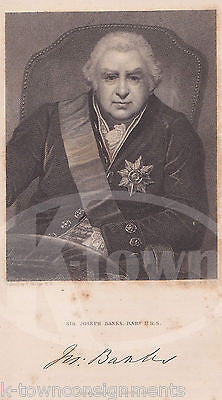 SIR JOSEPH BANKS ENGLISH BOTANIST SCIENTIST ANTIQUE GRAPHIC ENGRAVING PRINT - K-townConsignments