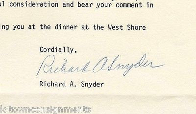 RICHARD SNYDER PENNSYLVANIA SENATE AUTOGRAPH SIGNED HOUSE BILL 308 LETTERHEAD - K-townConsignments