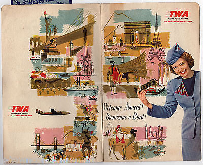 TWA TRANS WORLD AIRLINES VINTAGE GRAPHIC ADVERTISING CHICAGO FLIGHT PACKET FLYER - K-townConsignments