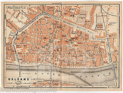 ORLEANS FRANCE ECOLE D'ARTILLERIE ANTIQUE TRAVEL CITY MAP WAGNER & LEIPZIG 1909 - K-townConsignments
