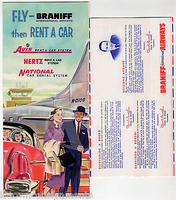 BRANIFF AIRWAYS VINTAGE GRAPHIC ADVERTISING INTERNATIONAL FLIGHT PACKET & FLYERS - K-townConsignments