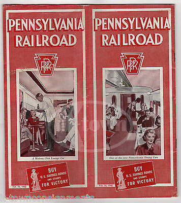 PENNSYLVANIA RAILROAD VINTAGE WWII ERA GRAPHIC ADVERTISING TIMETABLE BOOK 1942 - K-townConsignments