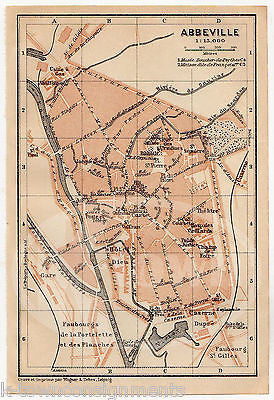 ABBEVILLE FRANCE HOTEL DIEU ANTIQUE FRENCH CITY MAP WAGNER & LEIPZIG 1909 - K-townConsignments