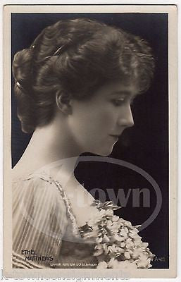 ETHEL MATTHEWS THEATRE STAGE ACTRESS IN FINE DRESS REAL PHOTO POSTCARD RPPC - K-townConsignments