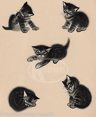 CUTE LITTLE KITTY CATS PLAYING VINTAGE POSTER PRINT BY CLARE TURLAY NEWBERRY - K-townConsignments