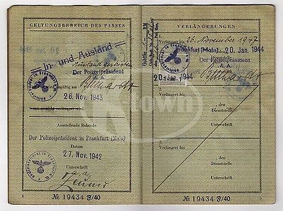 WWII GERMAN CANCELLED PASSPORT TRAVEL DOCUMENTS MANY STAMPS 1940-1942 & HOLDER - K-townConsignments