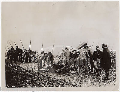 WWI BRITISH SOLDIERS ARTILLERY GUNNERS ANTIQUE CENSORED NEWS PRESS PHOTOGRAPH - K-townConsignments