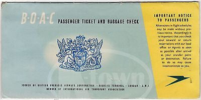 BRITISH OVERSEAS AIRWAYS AIRLINE VINTAGE GRAPHIC ADVERTISING FLIGHT TICKET - K-townConsignments