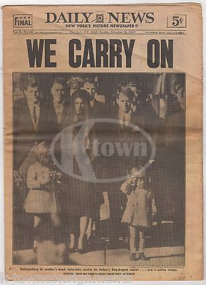 PRESIDENT JOHN F. KENNEDY FUNERAL MEMORIAL ORIGINAL NY DAILY NEWSPAPER W/ PHOTOS - K-townConsignments