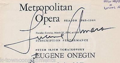 HELEN HAYES LUCINE AMARA EUGENE ONEGIN MET OPERA ACTORS AUTOGRAPH SIGNED BILL - K-townConsignments