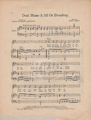 DONT BLAME IT ALL ON BROADWAY NEW YORK CITY GRAPHIC ILLUSTRATED SHEET MUSIC 1913 - K-townConsignments