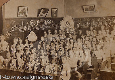 CATHOLIC BOYS SCHOOL CLASSROOM WITH NUN TEACHER ANTIQUE ETHNIC PHOTOGRAPH - K-townConsignments