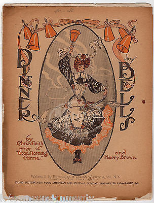 DINNER BELLS CHRIS SMITH SONG ANTIQUE GRAPHIC ILLUSTRATED SHEET MUSIC 1904 - K-townConsignments