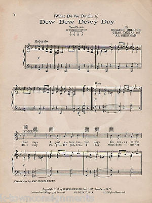 WHAT DO WE DO ON A DEW DEW DEWY DAY ANTIQUE GRAPHIC IRVING BERLIN SHEET MUSIC - K-townConsignments