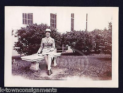 WWII AUXILIARY WOMAN IN UNIFORM VINTAGE MILITARY HOMEFRONT SNAPSHOT PHOTOGRAPH - K-townConsignments