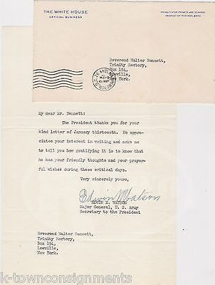 EDWIN WATSON ARMY MAJOR GENERAL PRESIDENT ROOSEVELT AIDE AUTOGRAPH SIGNED LETTER - K-townConsignments