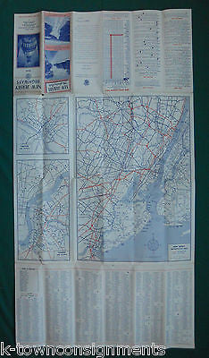 NEW JERSEY HIGHWAYS 1946 VINTAGE GRAPHIC TRAVEL ADVERTISING FOLD-OUT MAP - K-townConsignments